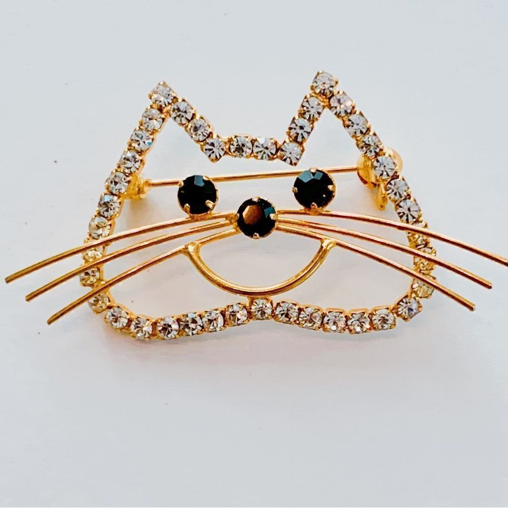 Vintage Rhinestone Cat Brooch​ - Picture 6 of 11